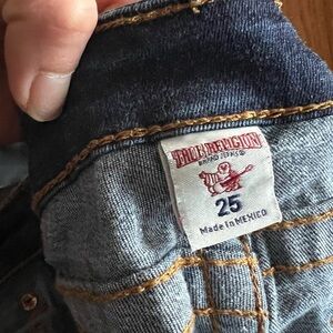 True Religion Denim Jeans with Red Logo and Golden Stitching